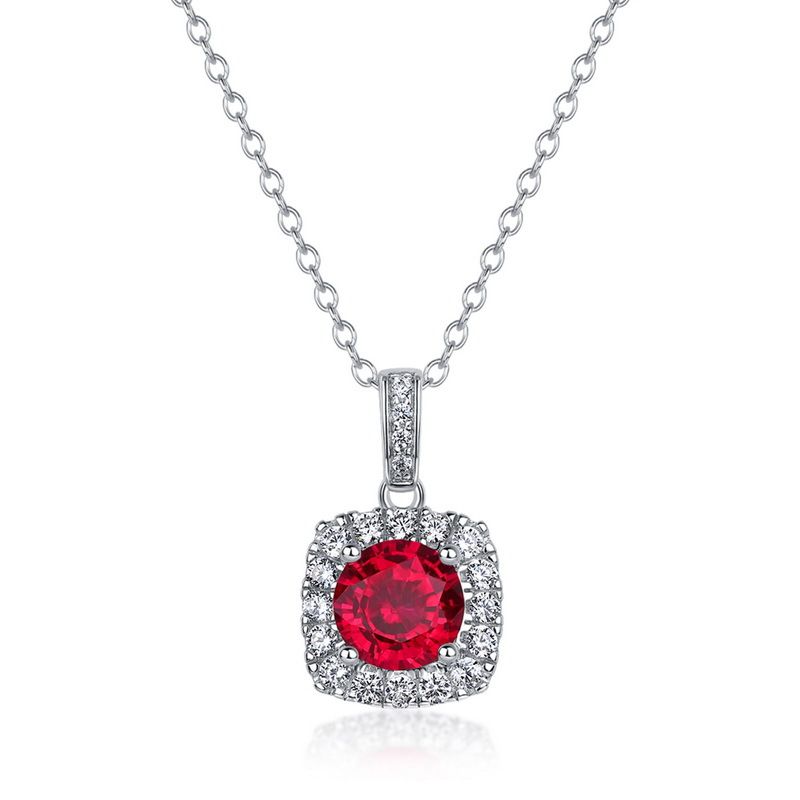 Exclusive classic fat square shape full diamond clavicle chain S925 sterling silver inlaid with cultivated ruby necklace fashion ins_ipsvogv.com