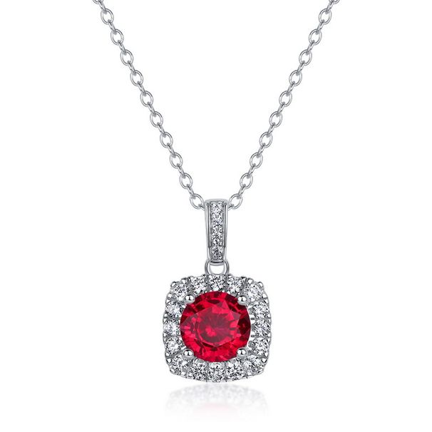 Exclusive classic fat square shape full diamond clavicle chain S925 sterling silver inlaid with cultivated ruby necklace fashion ins_ipsvogv.com