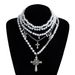 Vintage Baroque Temperament Chocker Collarbone Chain High Fashion Cross Pearl Stacked Wearing Multi-layer Necklace Female_ipsvogv.com