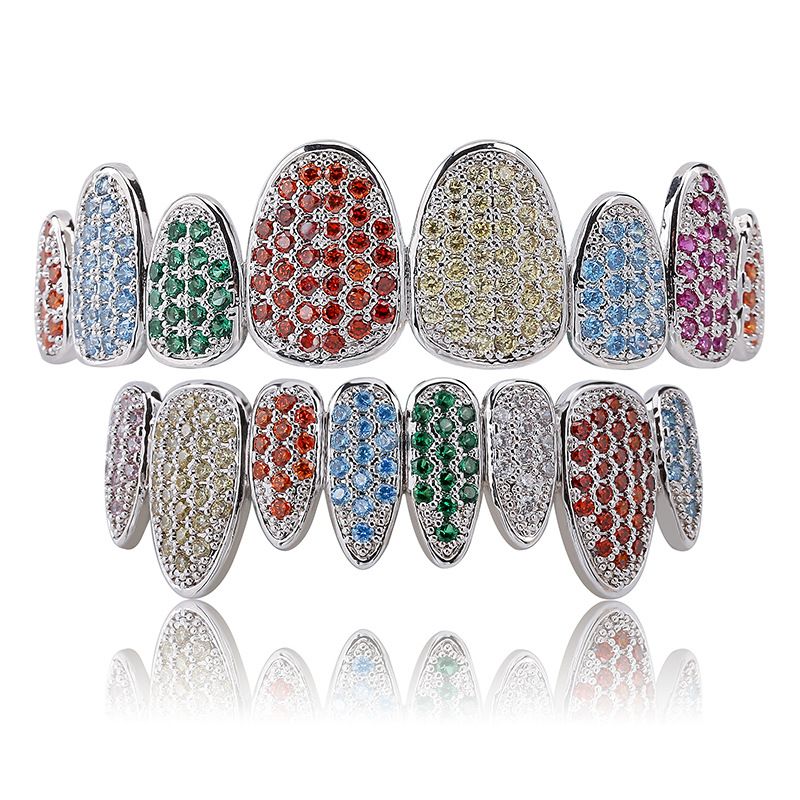Hot Selling Full Zircon Eight Tooth Inlaid Zircon Braces Hip Hop Irregular Personality Gold Braces_ipsvogv.com
