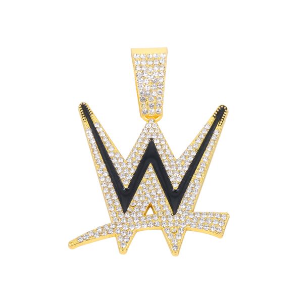 Unisex Popular W Letter Alloy Diamond Pendant Men's Personality Cool Rap Trend Hip Hop Cuban Chain_ipsvogv.com