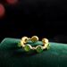 Ancient Gold Process S Simulation Hotan Jade Green Jasper Simple Opening Index Finger Ring Girl_ipsvogv.com