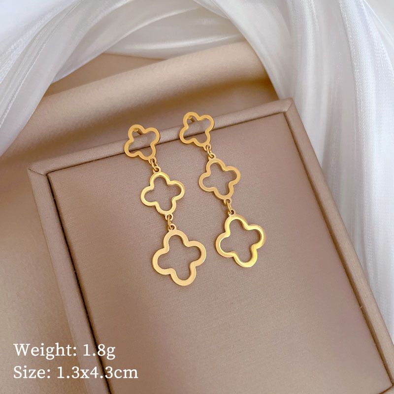 【 Full body titanium steel 】 Lucky grass tassel minimalist style cold men's and women's earrings, personalized_ipsvogv.com