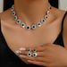 Popular Jewelry Set Luxury Wedding Party Women's Jewelry Round Diamond Necklace Earrings Set_ipsvogv.com