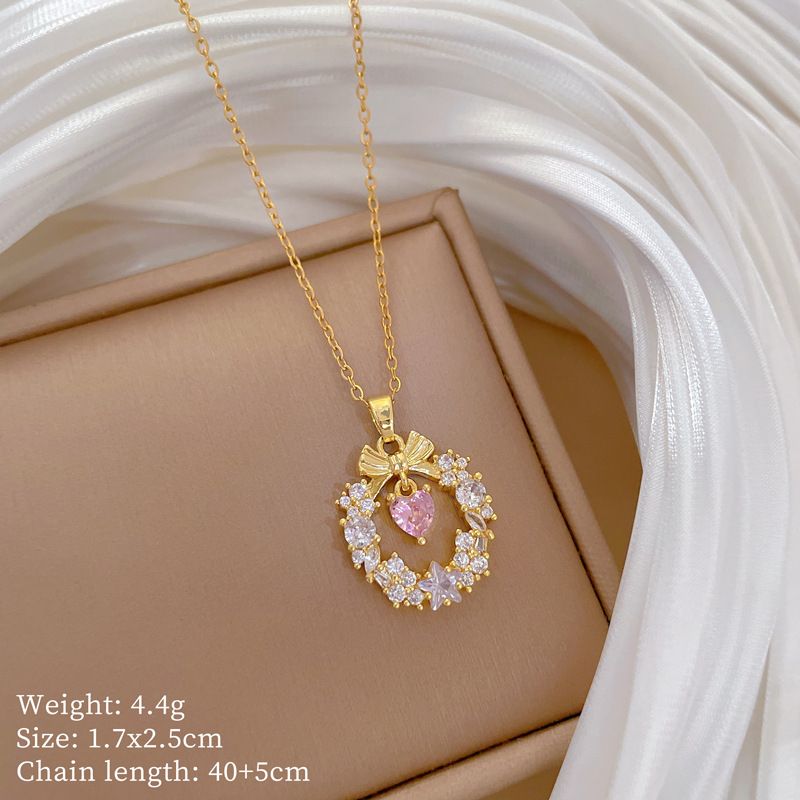 】 Circular 【 Love Light Luxury Charm Gorgeous Full Diamond Necklace Women's Versatile Clavicle Titanium Steel Chain 【 】_ipsvogv.com