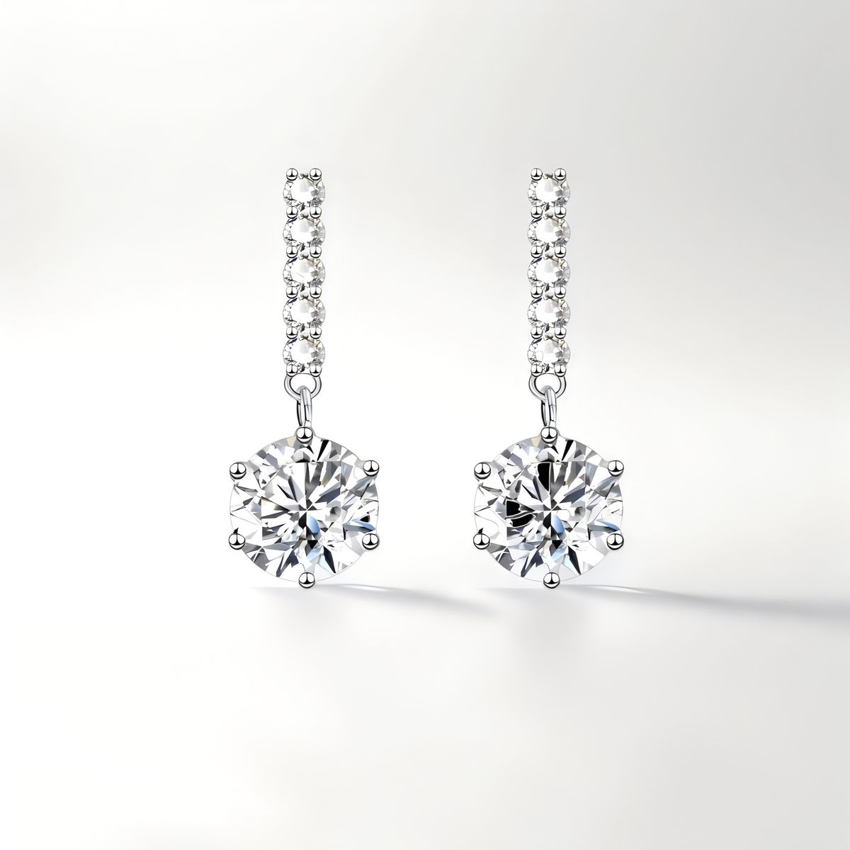 S Pure Silver New Mosang Stone Women's Tassel Six Claw as a Gift for Girlfriend's Temperament Minimalist Earrings_ipsvogv.com