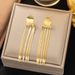 Irregular, High-end, Stylish, Simple Titanium Steel Metal Round Brand Blade, Tassel Earrings For Women_ipsvogv.com