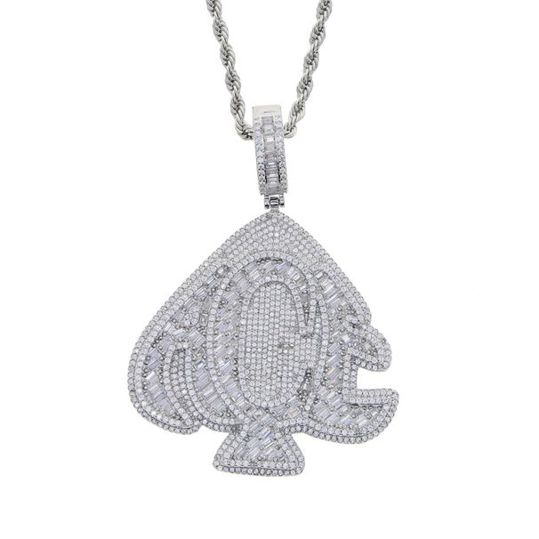 Men's Hip-Hop Heart Pendant Necklace - Punk Style Diamond-Encrusted Drop Pendant With Rope Chain, Silver & Gold Hip Hop Pendant_ipsvogv.com
