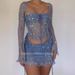 Women's Clothing fashion slim sexy long sleeved woolen short skirt exposed navel T shirt split short four piece set_ipsvogv.com