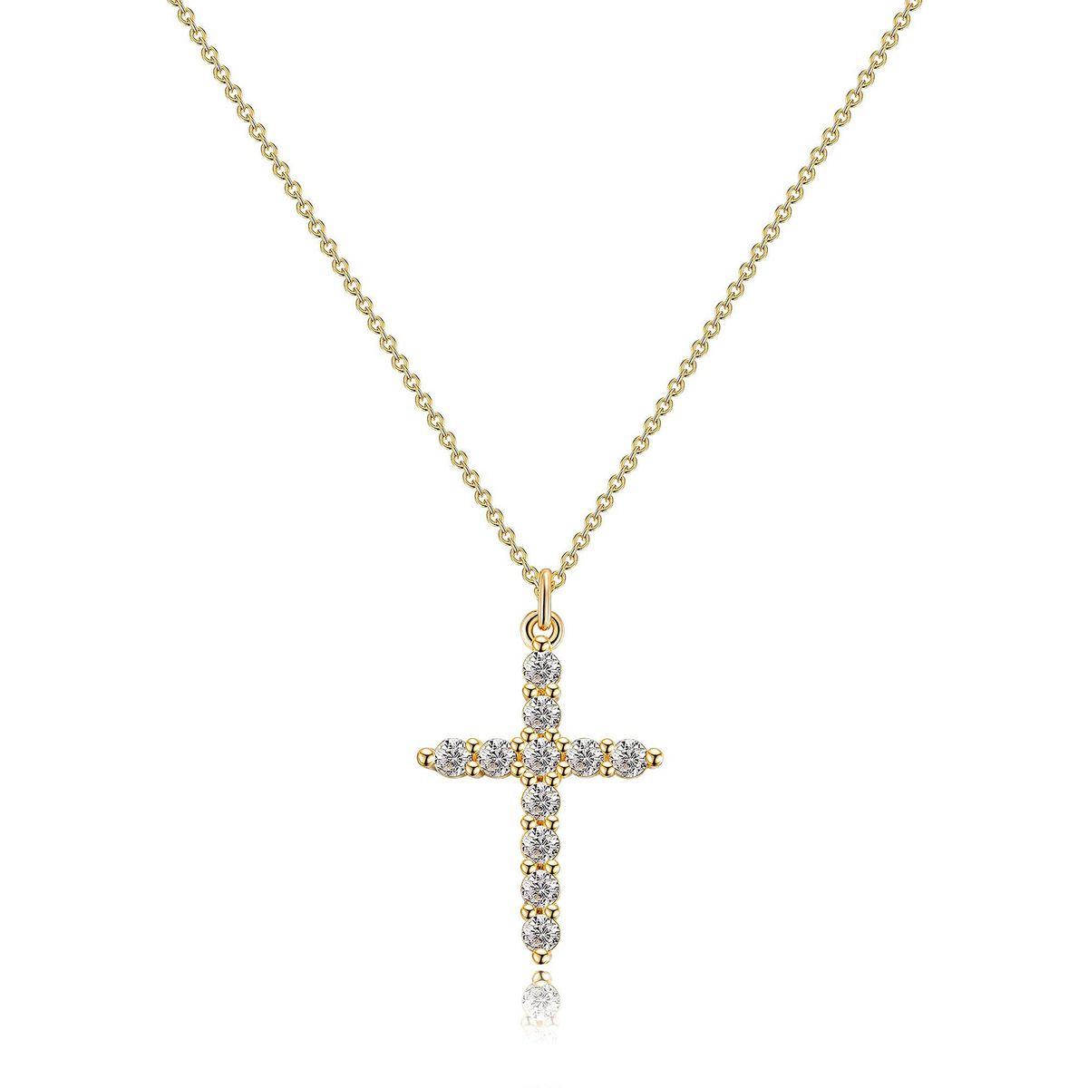 Brass Real Gold Electroplating Hot Sales Inlaid Zircon Cross Personality Creative Pendant Fashion Ladies Necklace_ipsvogv.com