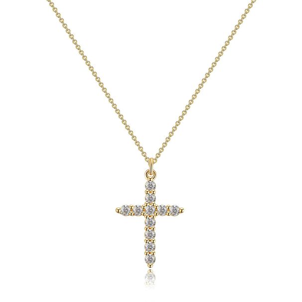 Brass Real Gold Electroplating Hot Sales Inlaid Zircon Cross Personality Creative Pendant Fashion Ladies Necklace_ipsvogv.com