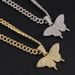 Street Hip-Hop Rhinestone Butterfly Hiphop Trendy Couple Cuban Necklace Pendant_ipsvogv.com