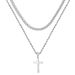 European And American Cross-border Hot-selling Gold Cross Stainless Steel Necklace Men's Personality Hip-hop Versatile Double-layer Stacked Chain_ipsvogv.com