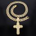Unisex New Hot Selling Alloy Full Diamond Bundled Cross Pendant Fashion Trend Rap Men's Hip Hop Cuban Necklace_ipsvogv.com