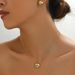 Versatile women's earring necklace set, niche inlaid electroplating design, collarbone chain, geometric earrings_ipsvogv.com