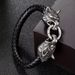 New Viking Wolf Head Handmade Leather Personalized Creative Men's Bracelet Jewelry Bangle For Men_ipsvogv.com