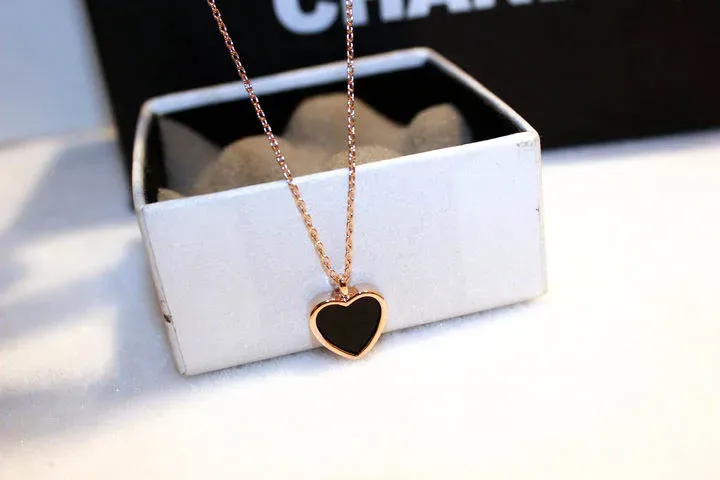 Womens Summer New Love Heart Pendant Necklaces Jewelry Korean Cute Sweet Designer Double Side Short Link Chains Choker_ipsvogv.com