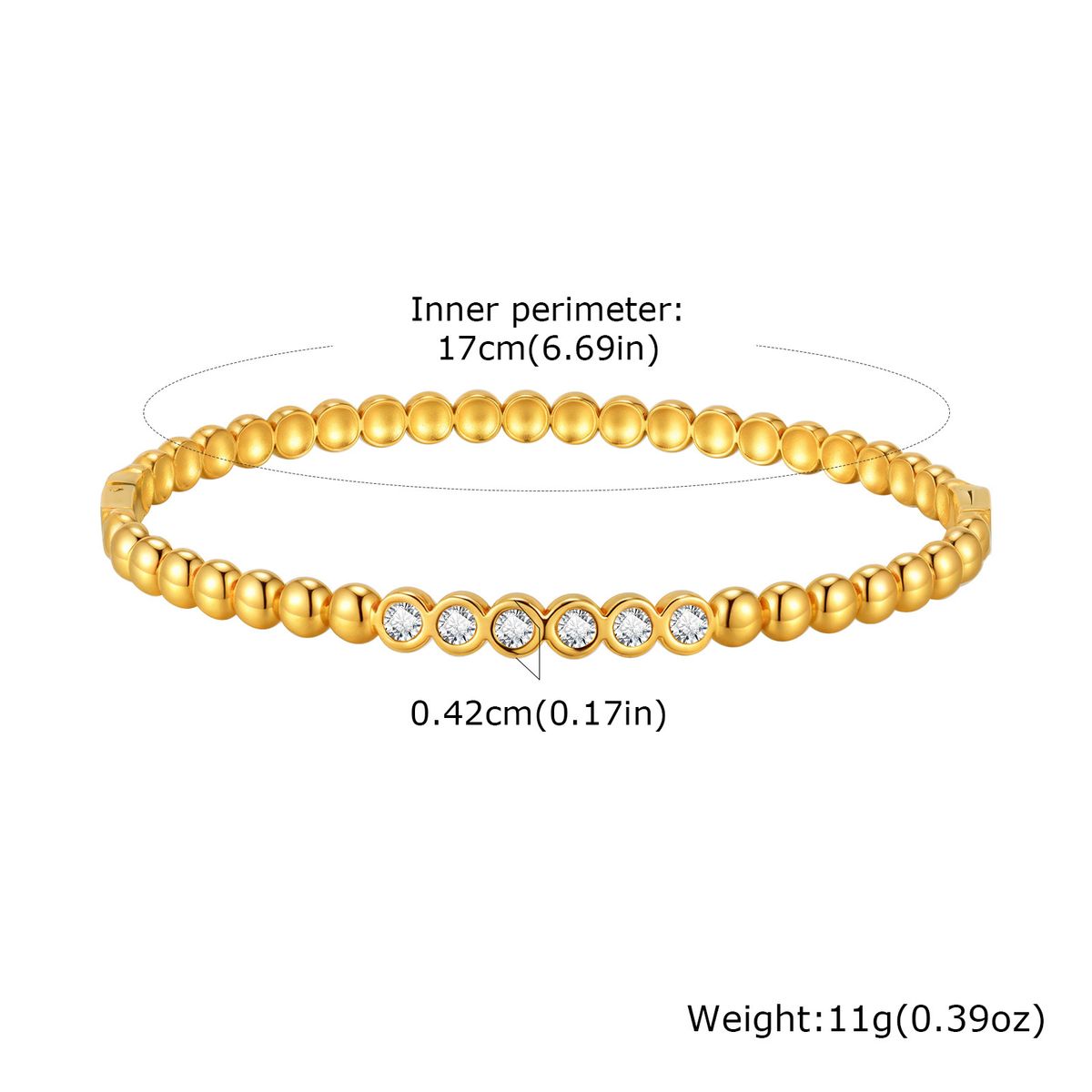 Women's Jewelry Stainless Steel White Zircon Diamond Openable Bracelet Gold_ipsvogv.com