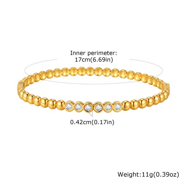 Women's Jewelry Stainless Steel White Zircon Diamond Openable Bracelet Gold_ipsvogv.com