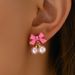 2024 minimalist new bow women's personality inlaid with pearls series pink earrings versatile ear accessories_ipsvogv.com