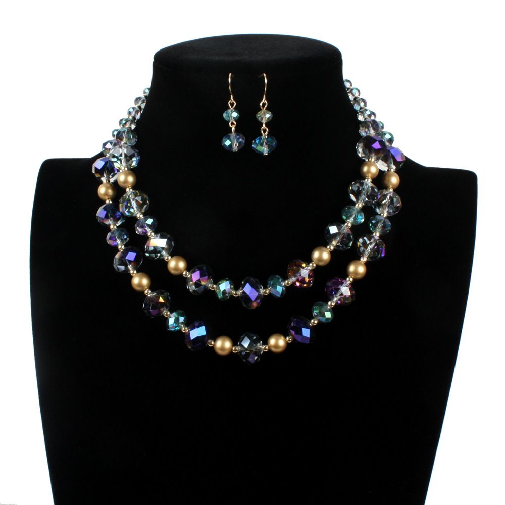 Wind minimalist crystal multi-layer necklace collarbone chain jewelry 7820_ipsvogv.com