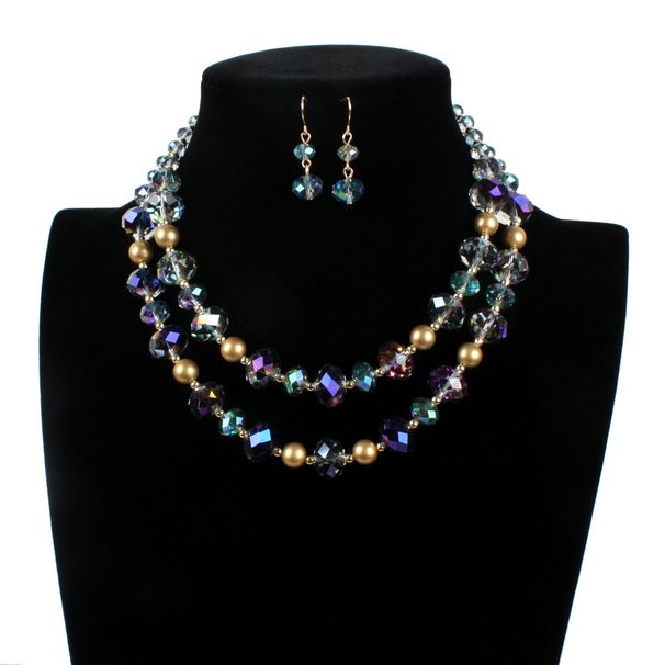 Wind minimalist crystal multi-layer necklace collarbone chain jewelry 7820_ipsvogv.com