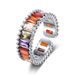 Korean New Dongdaemun Rainbow Versatile Style Earrings Colorful Diamond Ring_ipsvogv.com