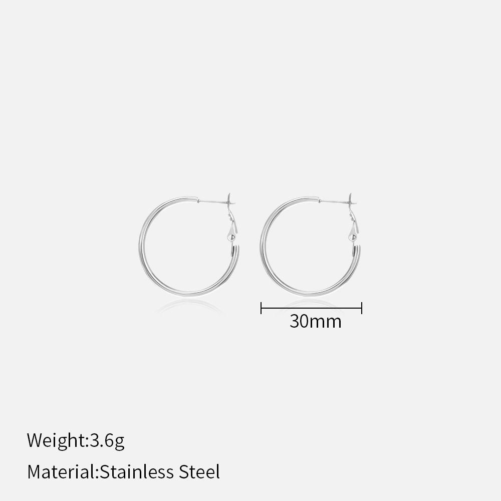 Women’s Jewelry Set Fashion Simple And Popular 30/40/50/60mm Stainless Steel Round Earrings Personality Fashion Gold Geometric Earrings_ipsvogv.com