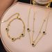 INS Versatile Fashion Titanium Steel Non Fading Roman Round Double Layer White Black Shell Necklace Bracelet Foot Chain_ipsvogv.com