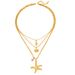 Three-Layer Pearl & Starfish Pendant Necklace - Retro Shell Design Stainless Steel Chain For Women_ipsvogv.com