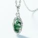 Olive Branch Simple Green Moss Stone Pendant Female S925 Silver Inlaid Water Grass Agate Sweater Pendant_ipsvogv.com