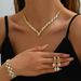 Bridal Jewelry Wedding Ceremony Dress Accessories Korean Style Necklace Earrings Bracelet Set For Women_ipsvogv.com