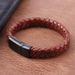 Genuine For Men, Cowhide Woven Cord, Stainless Steel Black Engraved Leather Bracelet With Magnetic Clasp, Trendy_ipsvogv.com