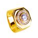 Domineering, Dazzling, Smooth Circular Ring, Thick And Wide Edition Clock With Diamond Inlay, Business Owner Men's Ring_ipsvogv.com