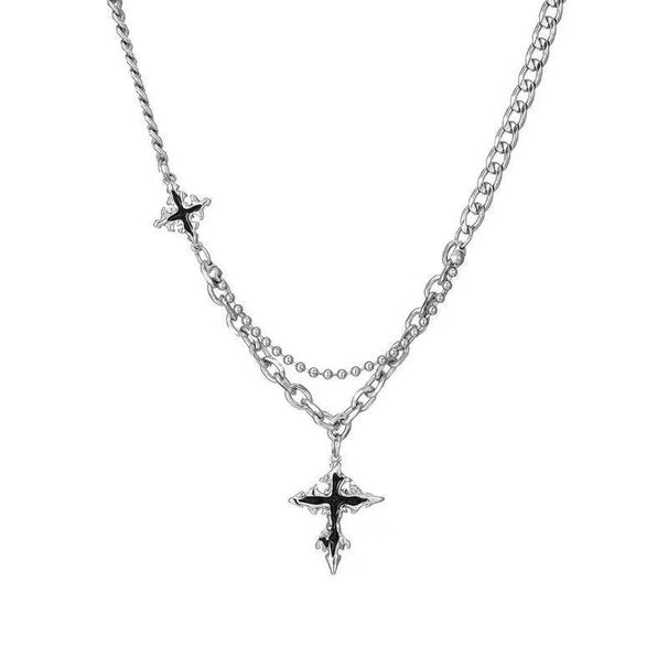 Black Cross Necklace, Men's Trendy Instagram, Hip Hop, Unisex, Small And Luxury Chain, Sweater Accessories, Women_ipsvogv.com