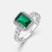 Geometric Cultivated Emerald Light Luxury Ring Female S925 Full Inlaid Colored Gem Twist Finger Ring Retro_ipsvogv.com