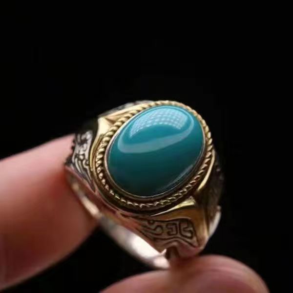 Pine Stone Men's Ring, Copper Plated Material Ring Design, Ethnic Style, Mongolian Elements, Versatile_ipsvogv.com