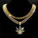 Hot Selling Fashion Hip Hop Long Stacking Maple Leaf Necklace Men And Women Street Personality Full Diamond Cuban Chain_ipsvogv.com