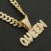 Cool splicg full diamond letter pendant Cuban necklace for men's hip-hop nightclubs, personalized short collarbone_ipsvogv.com