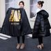 Women's Clothing cotton clothes winter long thickened black and gold cotton clothes loose hooded jacket_ipsvogv.com