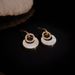S Silver Needle Versatile Design Zircon Shell Double Hoop Elegant Simple Gentle Stud Earrings_ipsvogv.com