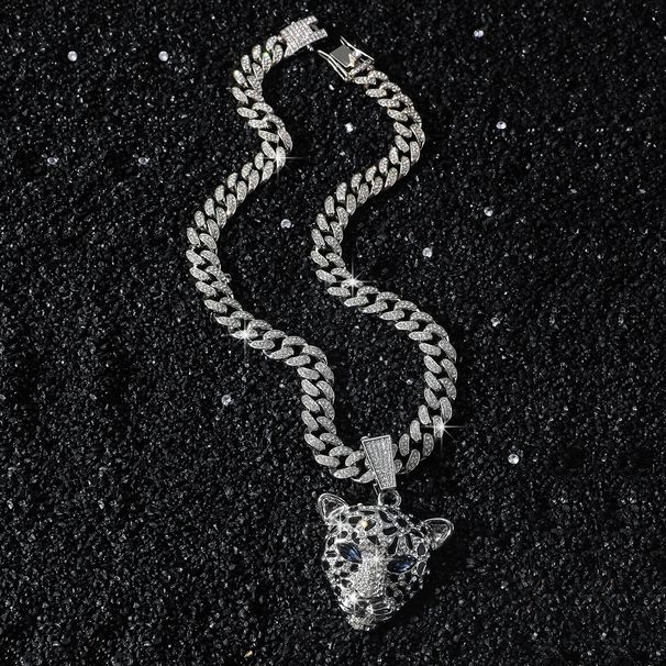 New Creative Necklace Personality Hip-Hop Style Animal Leopard Head Pendant_ipsvogv.com