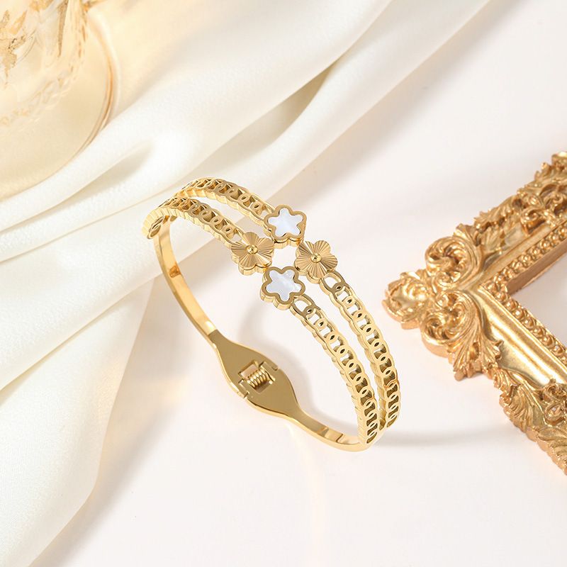 INS Trend White Shell Wer Stainless Steel K Gold Plated Women's High Quality Bracelet_ipsvogv.com
