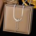 Stainless Gold-plated Frosted Butterfly Pendant With Fashionable Snake Bone Chain And Titanium Steel Tassel Necklace For_ipsvogv.com