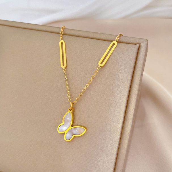 Body 【 Full Titanium Steel 】 Beimu Butterfly Personality Minimalist Gold Necklace In The Wind Furnace Female INS Mesh 【 】_ipsvogv.com