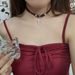 Women’s Jewelry Set Fashion Hot Girl Style Wine Red Leather Necklace Female Retro Niche Choker Punk Clavicle Chain Sweet Cool Necklace_ipsvogv.com