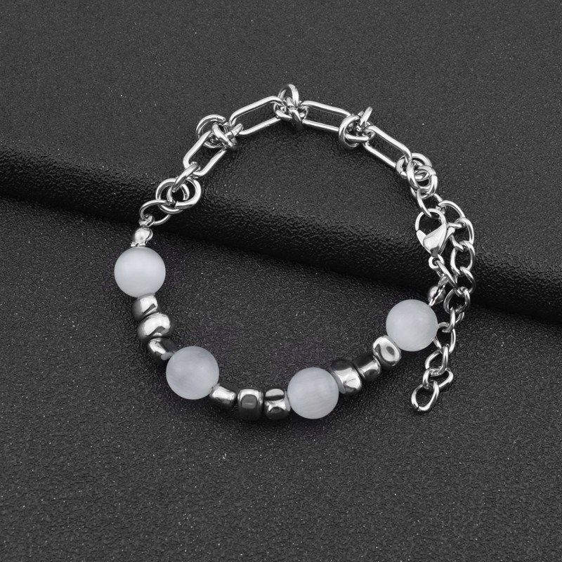 Thorn Cat's Eye Stone Beaded High End Hip Hop Style Titanium Steel For Men's Trendy Brand Collar Chain Necklace_ipsvogv.com