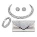 Fashion full diamond clavicle chain earrings bracelet clutch bag Bridal jewelry sets_ipsvogv.com