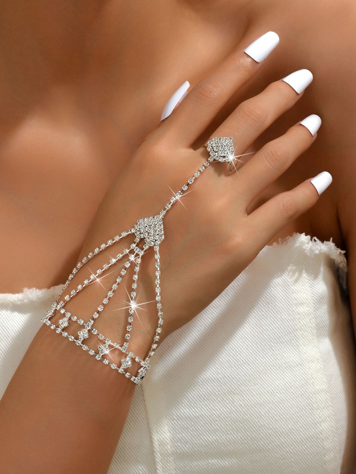 Women’s Jewelry Set Fashion Wedding Studio Bridal Accessories Sparkling Diamond Three Layer Heart Tassel Necklace/earring Set_ipsvogv.com