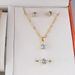 Simple round zircon pendant earrings ring set three piece versatile necklace for women_ipsvogv.com